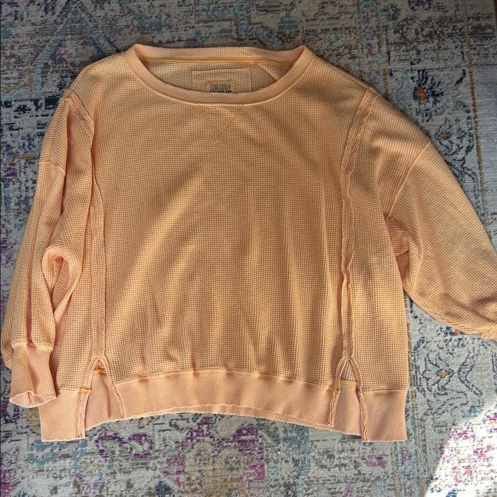 American Eagle Outfitters Apricot Waffle Knit Top